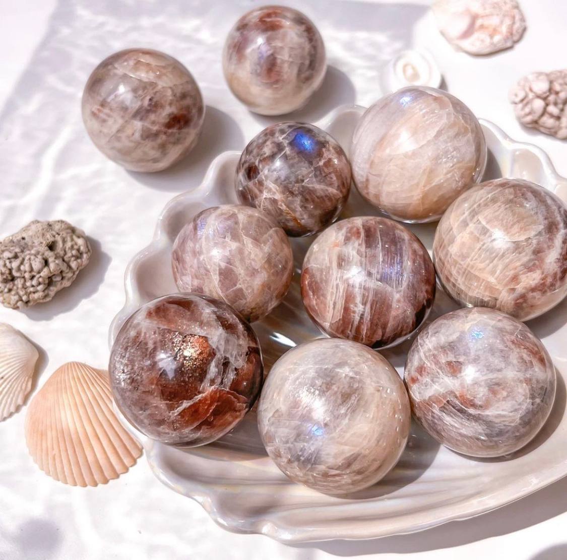 Polished Sunstone Moonstone Mini Spheres