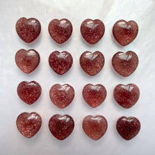 Load image into Gallery viewer, Mini Red Aventurine and Strawberry Quartz Hearts
