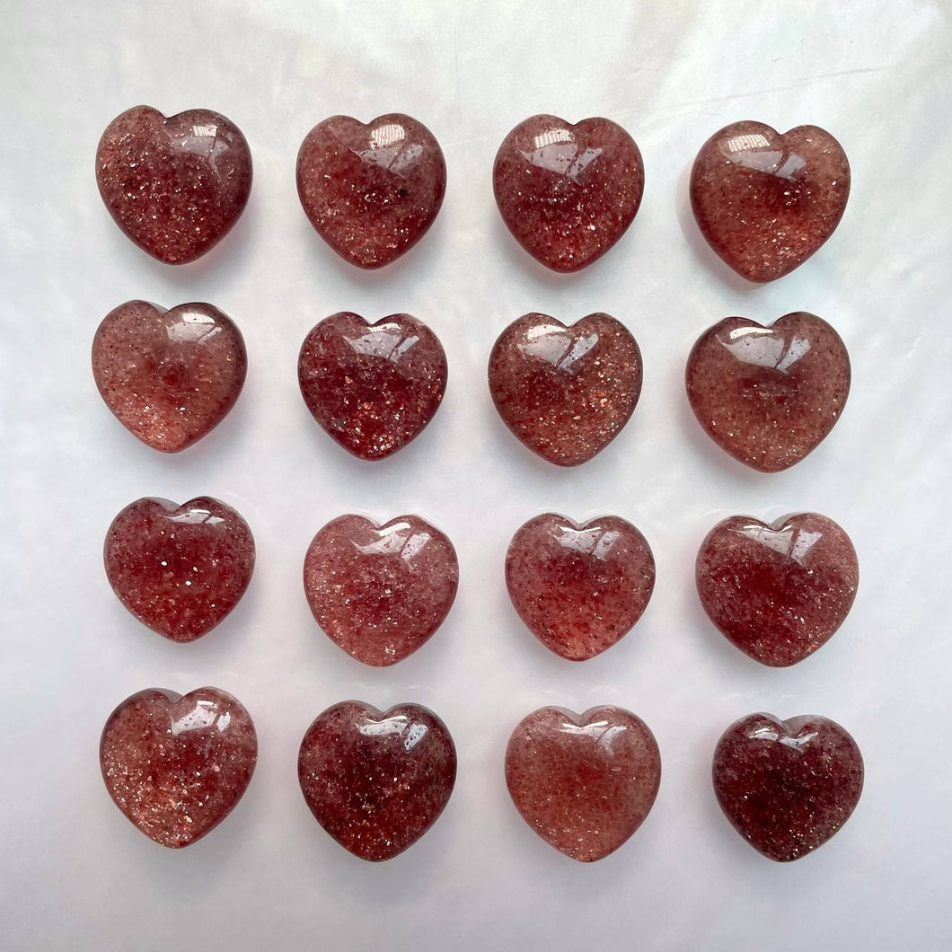 Mini Red Aventurine and Strawberry Quartz Hearts