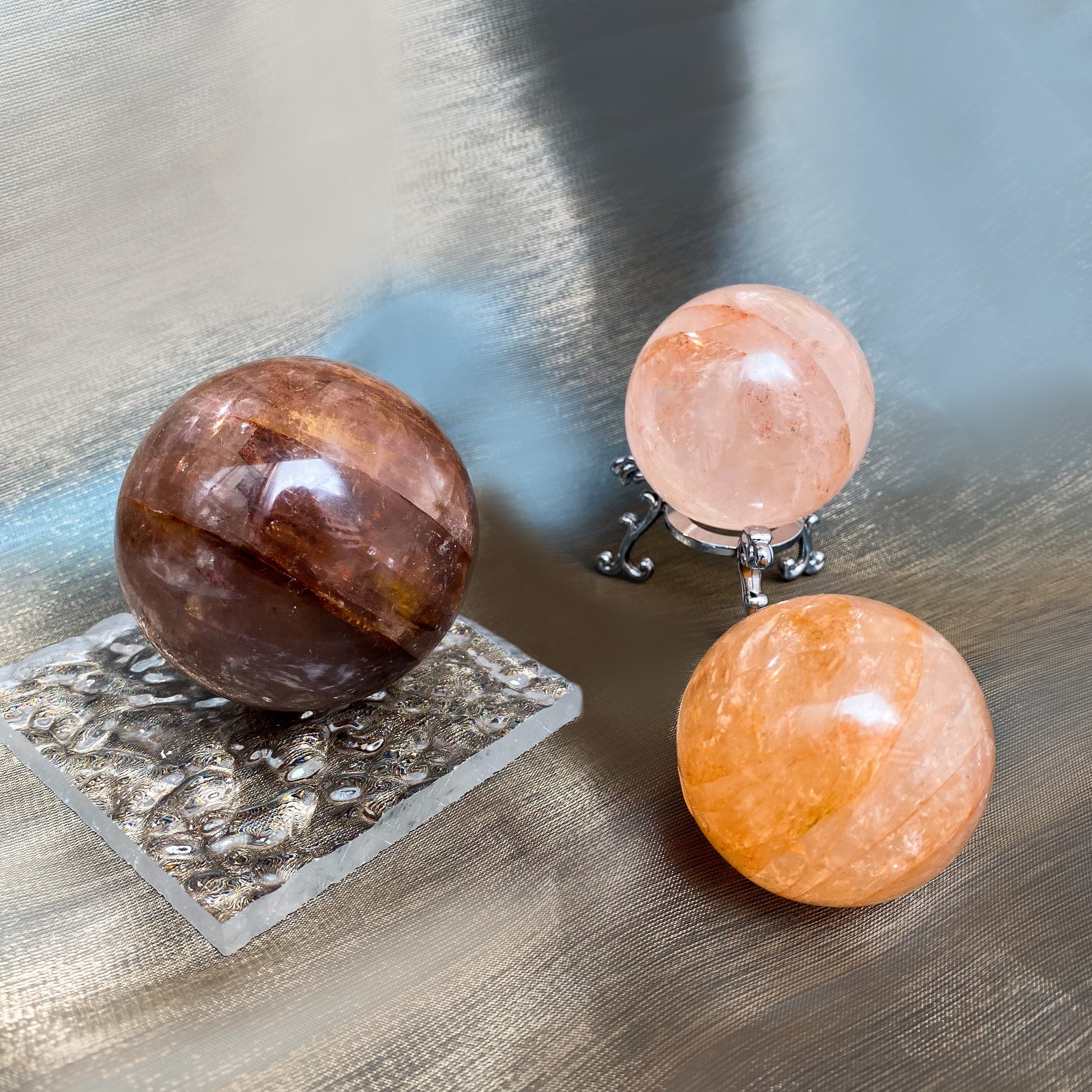 Polished Fire Quartz Spheres