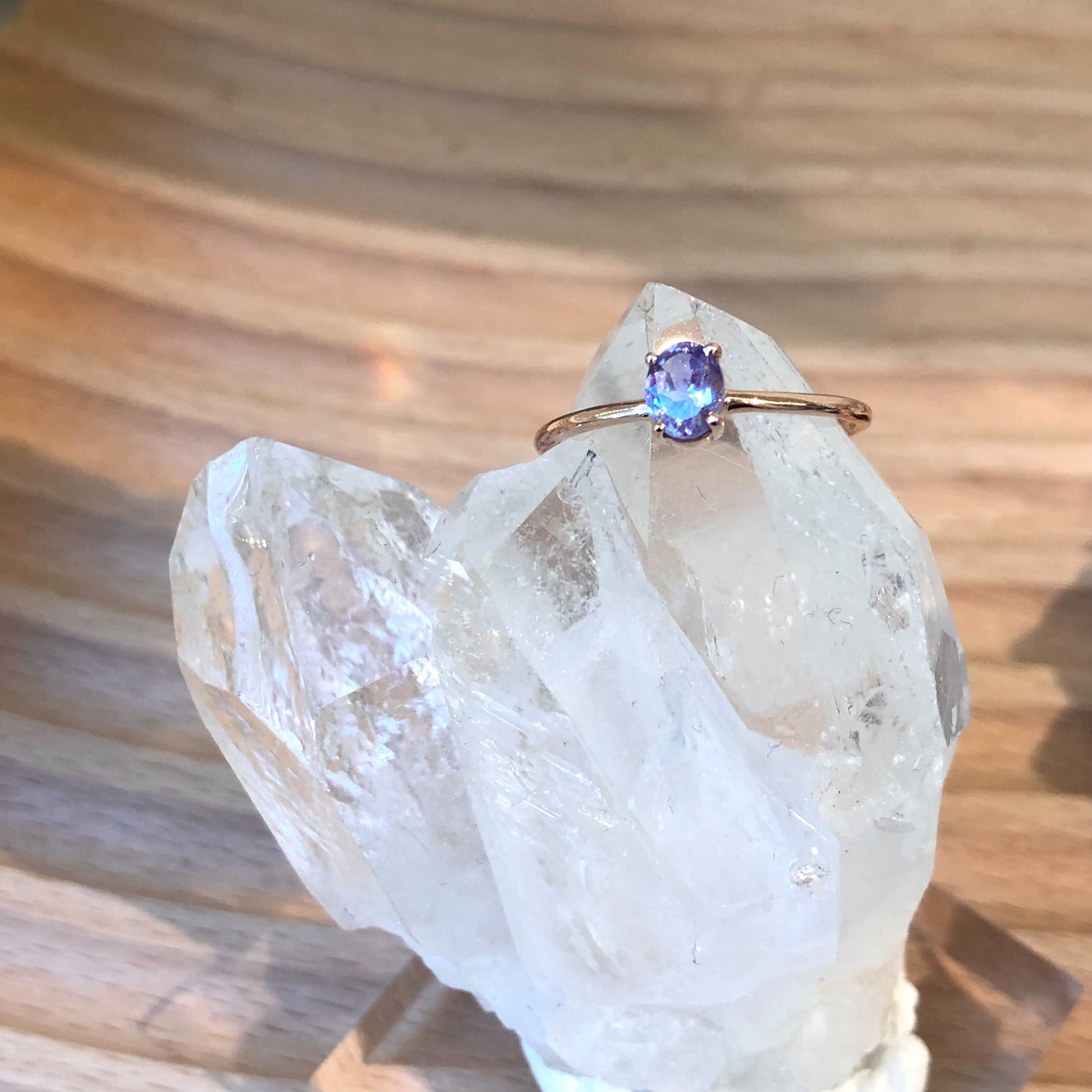 Tanzanite Ring in Dainty Rose Gold Filled